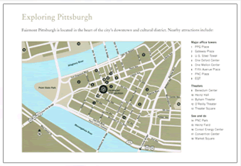 a map of the hotel in relation to other places around Pittsburgh
